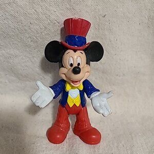 Disney Moveable Top Hat Mickey Mouse Figurine 4" Vintage Collectible Multi-Color